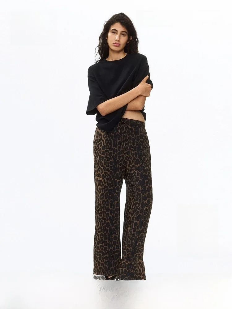 

H&M Women's Wide Leg Pants Elastic Waist Commute Fashionable Summer New Arrival Casual High Waist Viscose Fiber Ladies