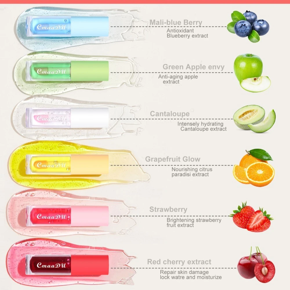 6 قطعة مجموعة ملمع الشفاه بنكهة الفاكهة تغيير لون الشفاه وصمة عار ترطيب مقاوم للماء للاستخدام اليومي والهدايا تركيبة غير لزجة #5