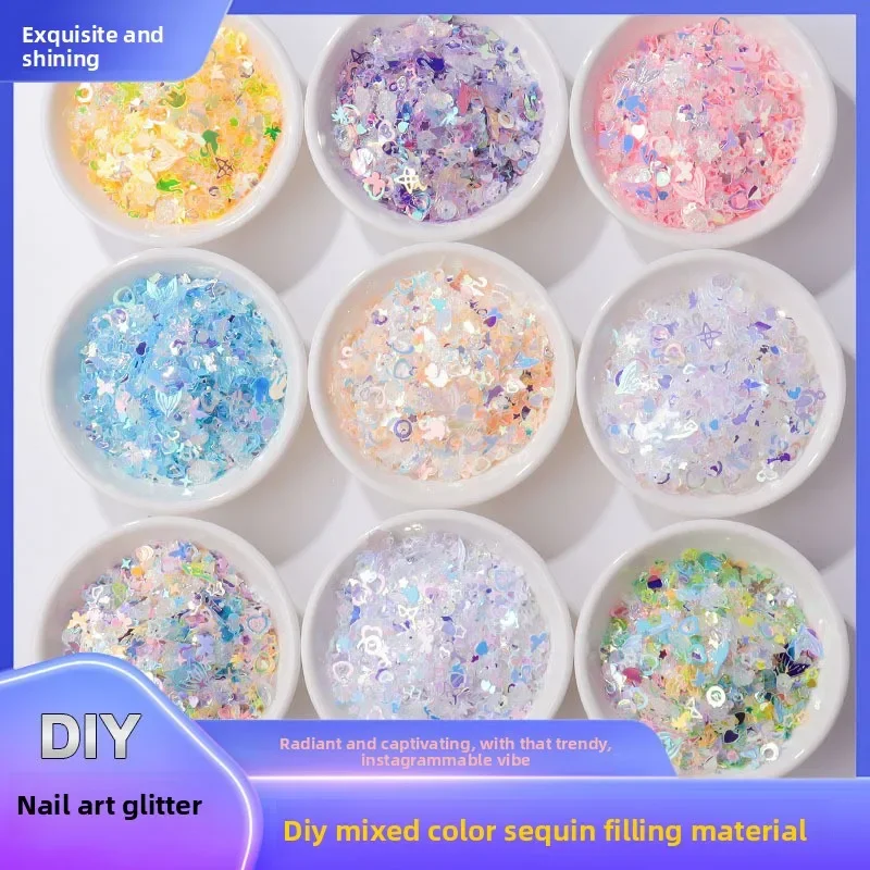 ins wind mixed fantasy sequins, DIY trinket material, quicksand filled particles, manicure mixed shiny fragments
