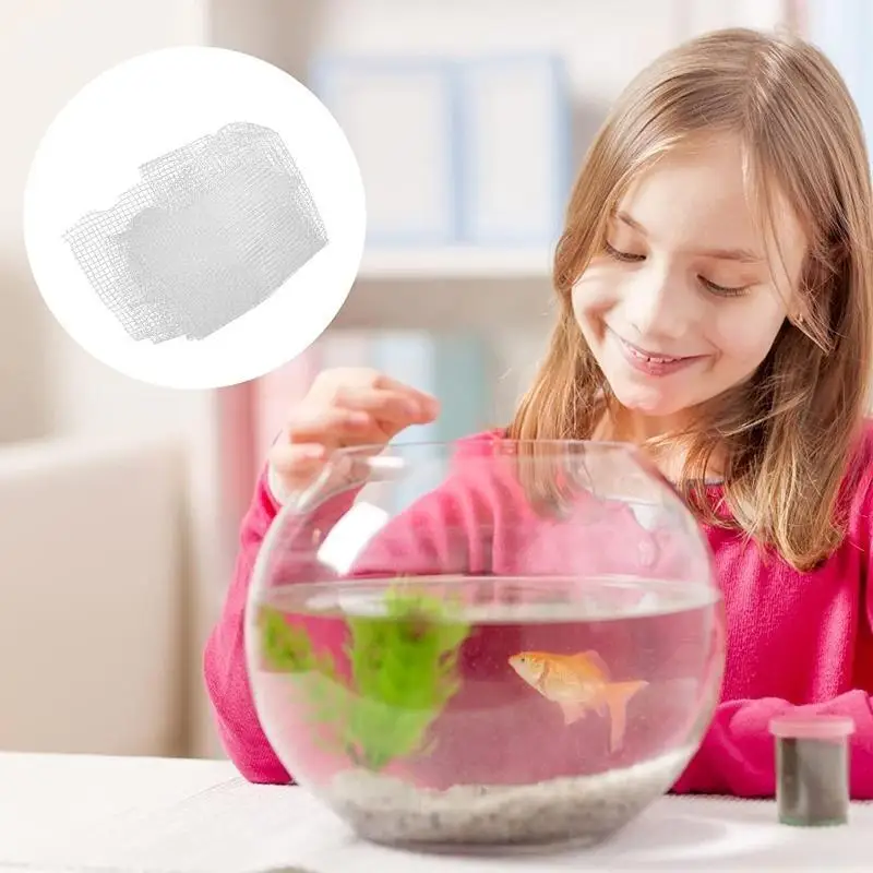D0AB Aquarium Screen Net Clear Mesh DIY Invisible Fish for Tank Screen Net Anti-Jumping Covers Replacement with 4 Fixing Clip