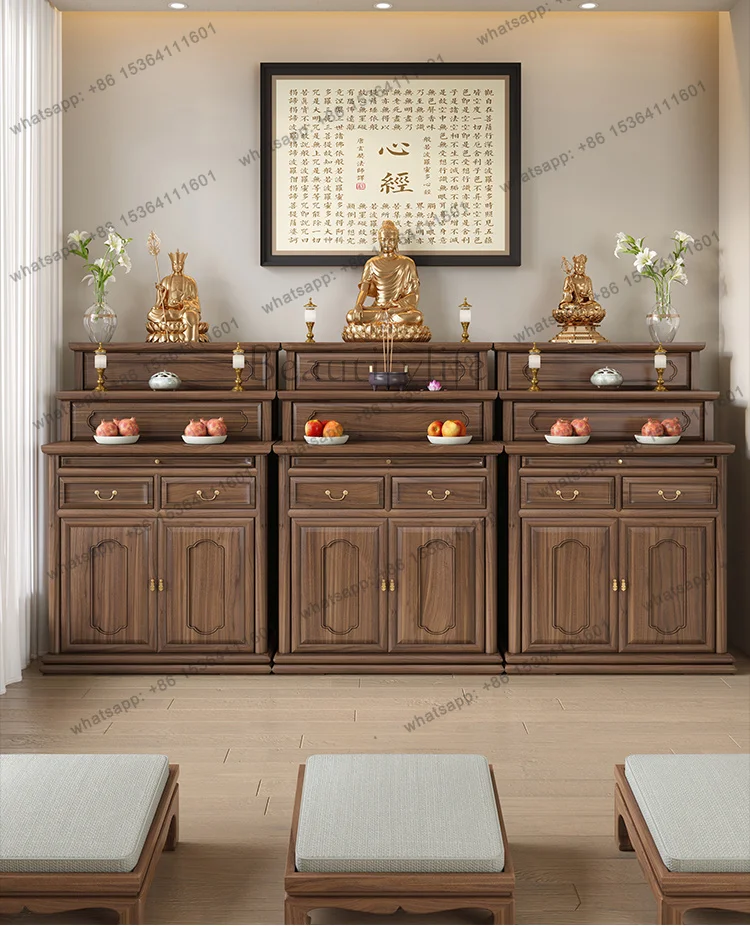 LSTable Incense Case Household Black Walnut Solid Wood Tibetan Three-layer Table