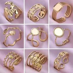 6pcs/lot Stainless Steel DIY Setting Rings Multi-layer Adjustable Open Rings Bases Jewelry Women Girls Anniversary Party Gifts