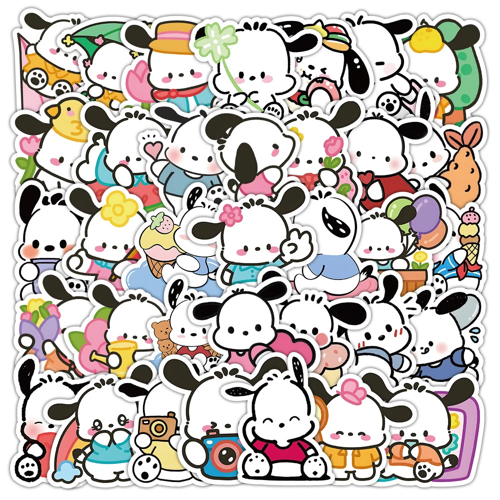 10/30/50pcs Anime Sanrio Pochacco Stickers Waterproof DIY Computer Water Bottle Notebook Cute Cartoon Decal Sticker for Kid Gift