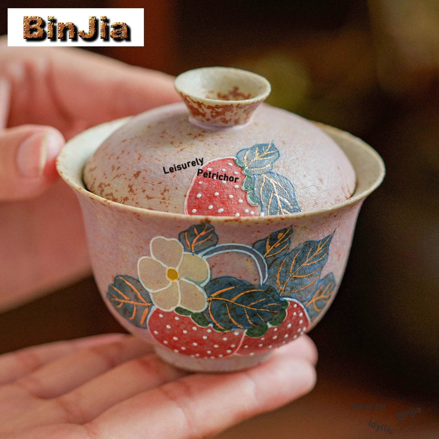 

85 мл Ручная роспись Клубничный Гавань Ретро Чайная вареница Чайная чаша с крышкой Набор Чайник Крышка Чаша Кунг-Фу Чайный сервиз Украшение