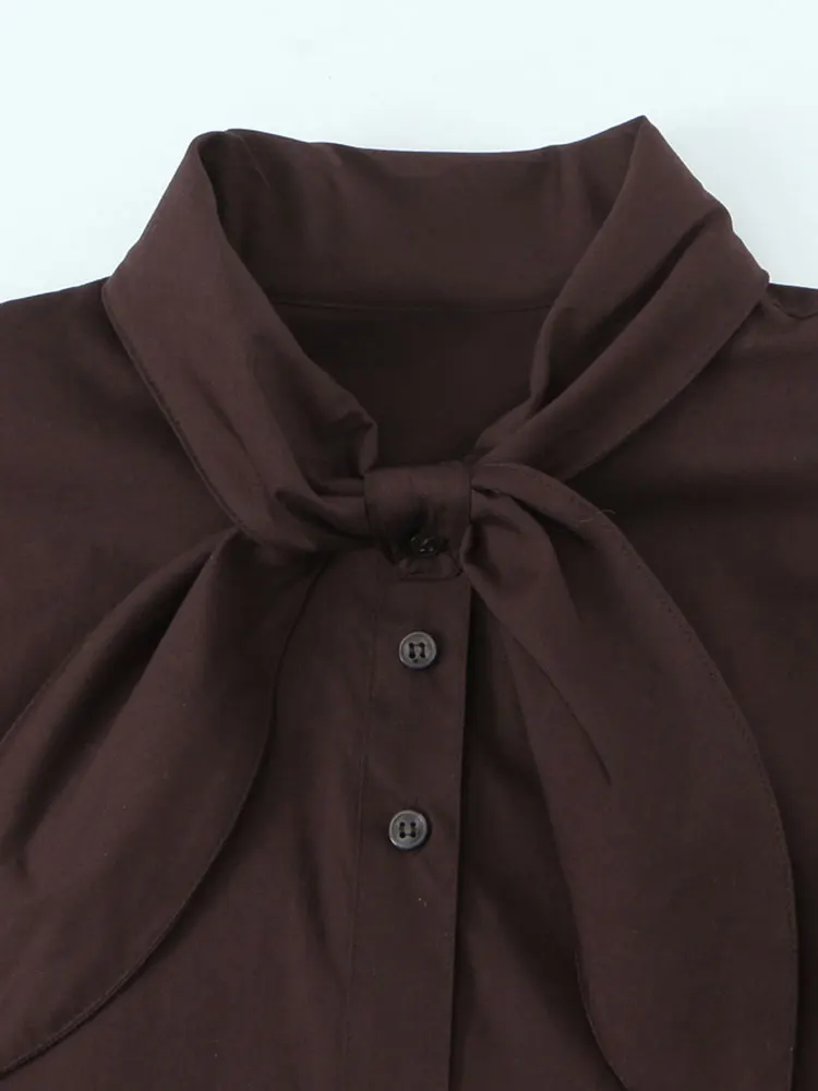 NLZGMSJ امرأة وشاح قمصان 2025 الخريف أنيقة مكتب سيدة فضفاضة أنيقة ضئيلة اليومية كم كامل القمصان اليومية #3