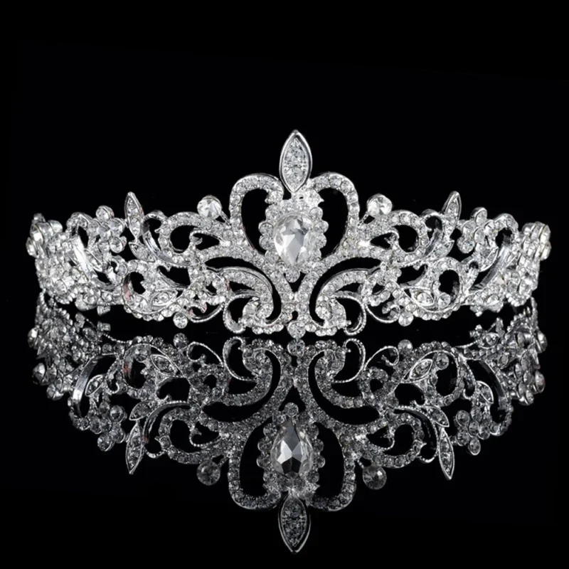 Tiara para el pelo de boda, corona nupcial de cristal, diadema de Color plateado, velo, Tiaras, accesorios para el cabello de boda, tocados, joyería para la cabeza