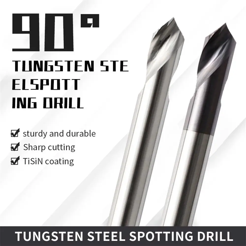 Augusttools Spot Drilling 90 Degrees Carbide Fixed-point Drill Location Center Bit 2 Flutes Router Bit Diameter 2 3 4 5 6 12mm