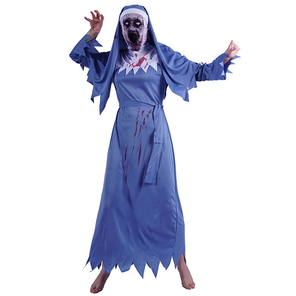 Horror Halloween The Nun Valak Cosplay Costume Mask Headgear Sister Irene Cosplay Dress Women Carnival Party Outfits Accessories