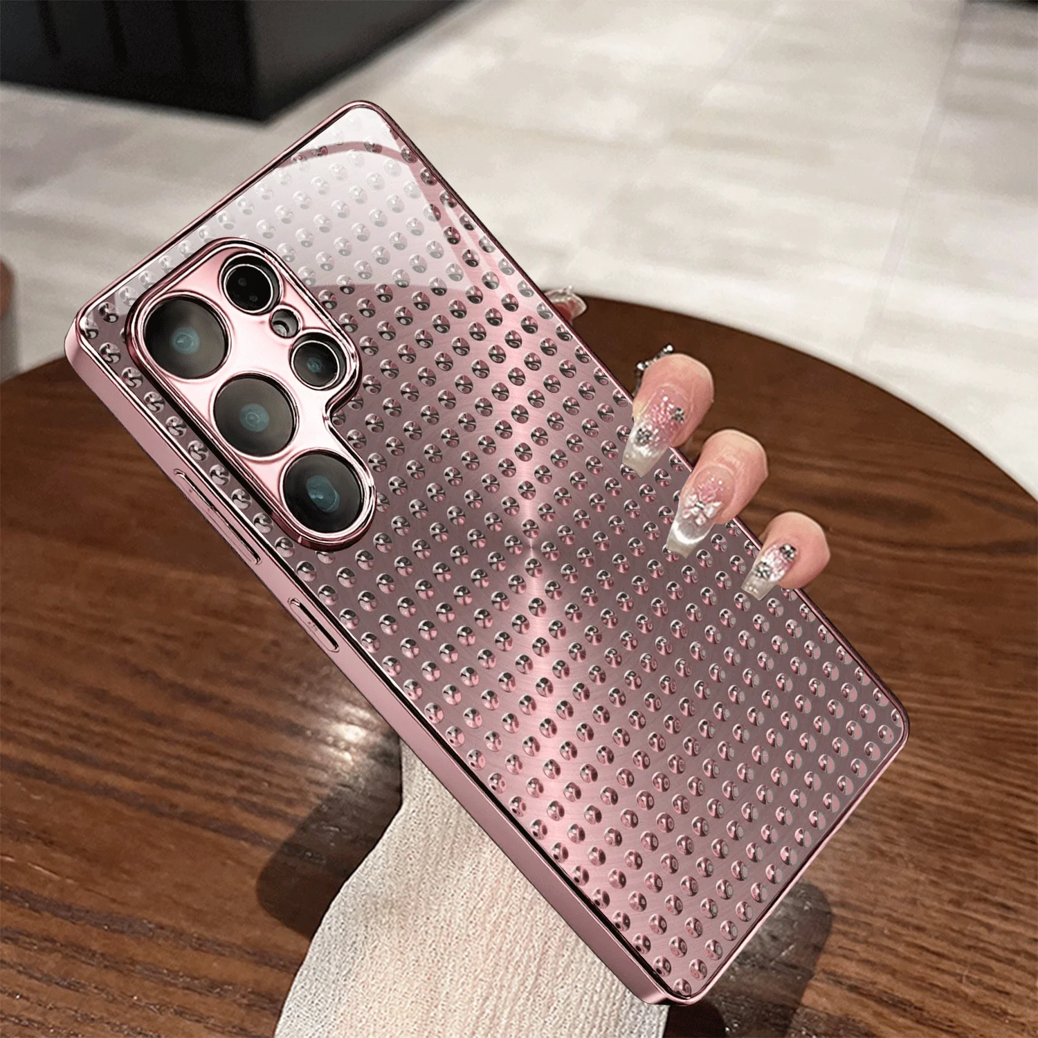 Rose metal polka dots Phone Case s26 ultra case s25 ultra Glass phone case for Samsung Galaxy S26 25 24 23 22 21 FE Ultra Plus