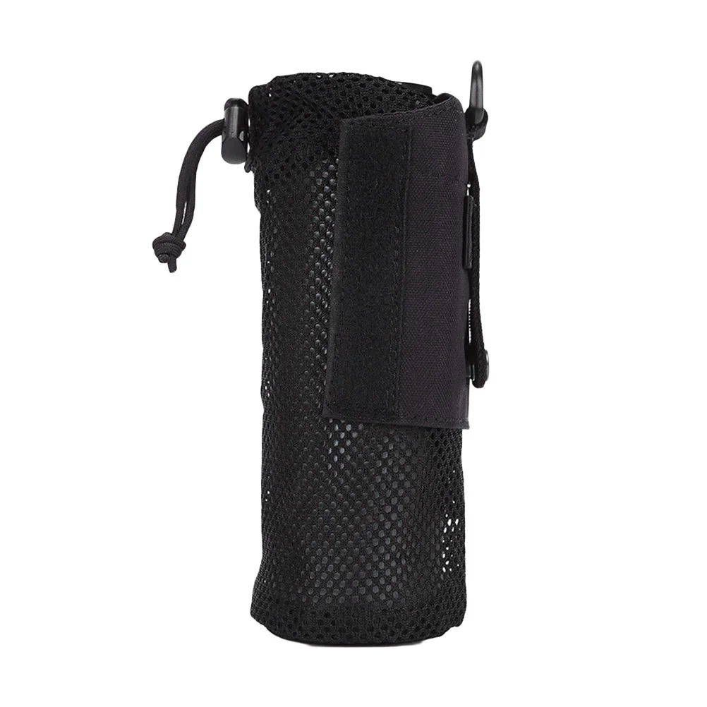 

Portable Water Bottle Bag Foldable Sturdy Pouch with Hanging Buckles for Backpacks Outdoor Sports Travel 550Ml Capacity Black