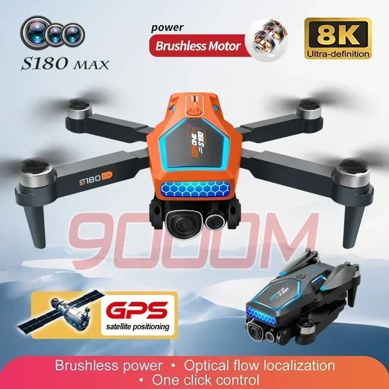 Flusso ottico S180 360 °   Drone GPS 5G WiFi 8K doppia telecamera ESC ad alta definizione per evitare ostacoli motore brushless RC pieghevole