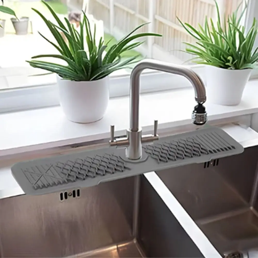 

Silicone Faucet Splash Guard Extended Foldable Kitchen Sink Splash Pad Soft Slope Design Sink Protectors Mat Washbasin