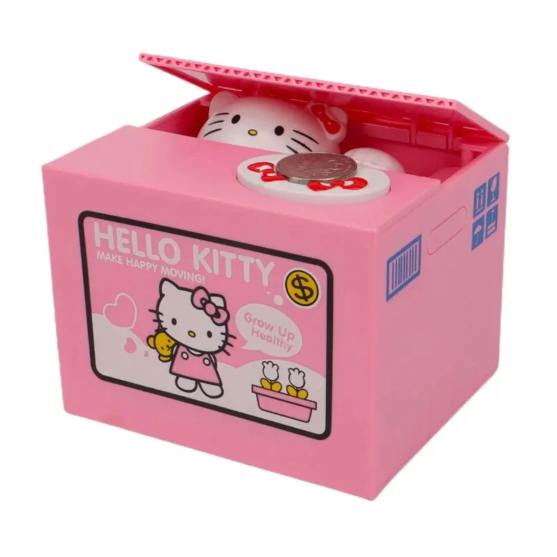 Hello Kitty Skarbonka Sanrio Figurka akcji Anime Kreskówka Elektroniczny KT Kot Kradzież Monety Sejf Zabawki Prezenty dla dzieci