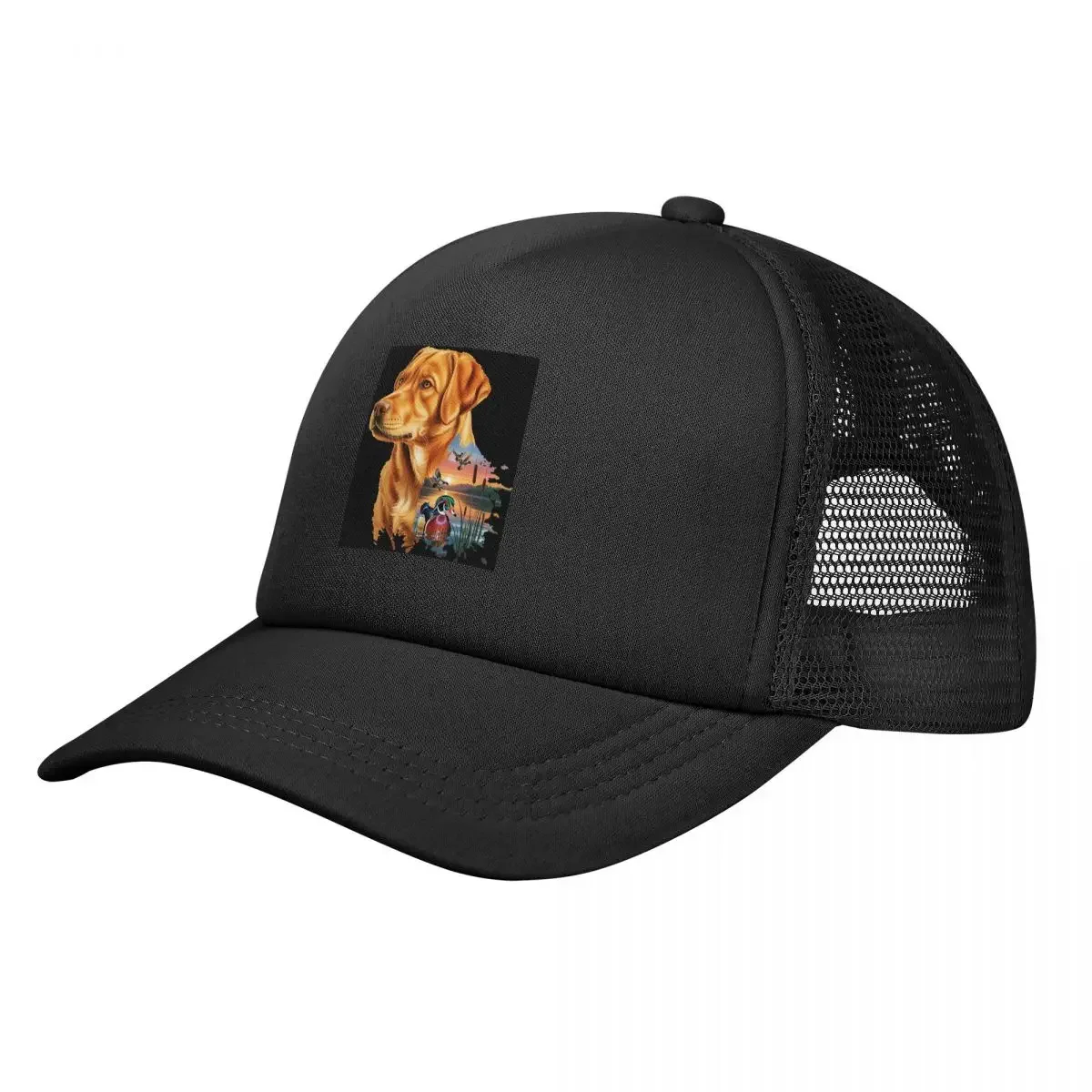 Fox Red Labrador And Wood Duck Sunrise Mesh Baseball Caps Snapback Fashion Baseball Hats Breathable Casual Casquette Outdoor