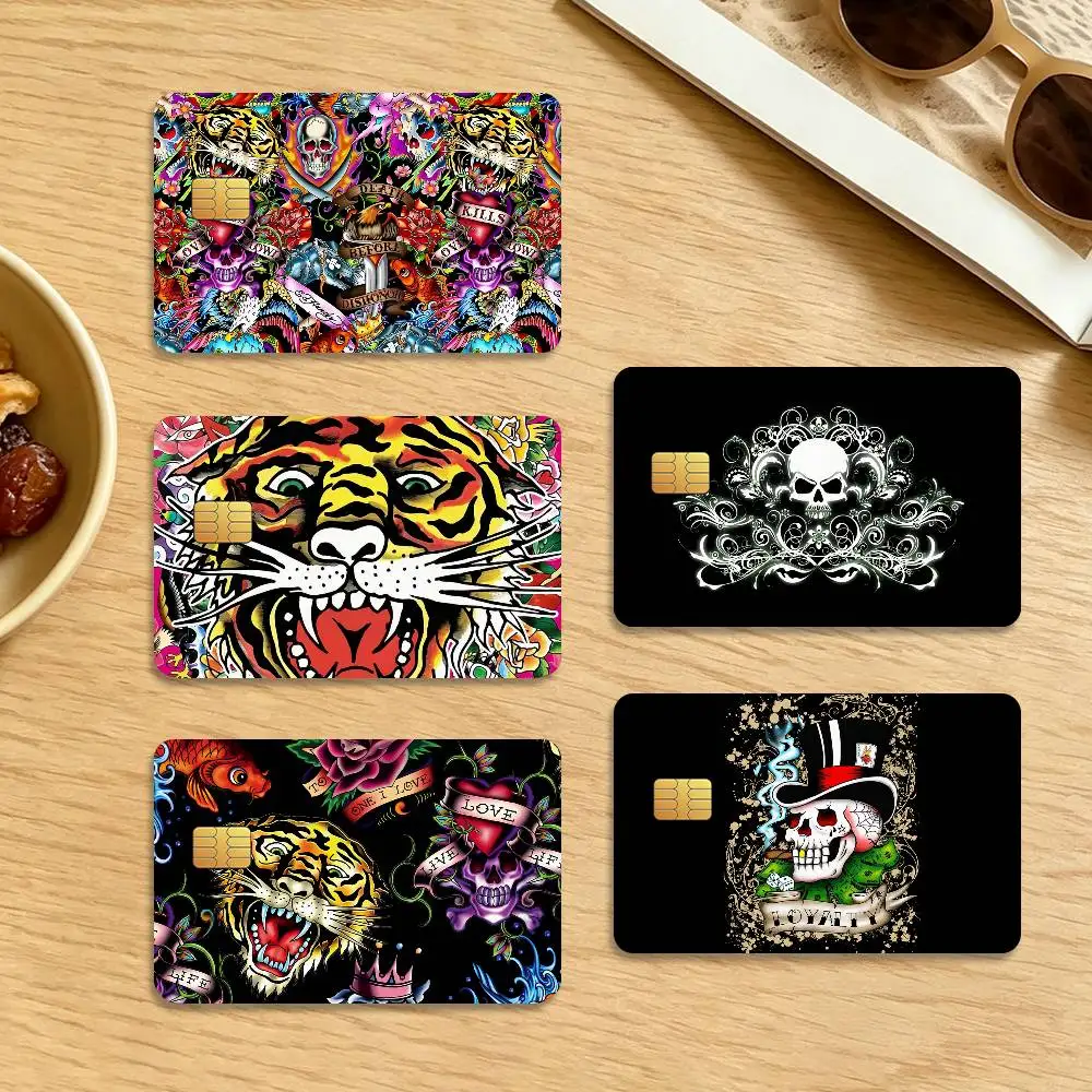 Fashion E-Ed H-Hardy-Y 4Pcs Waterproof Scratch Resistant Card Skin Stickers Fashion Decorative for Credit Debit Bank