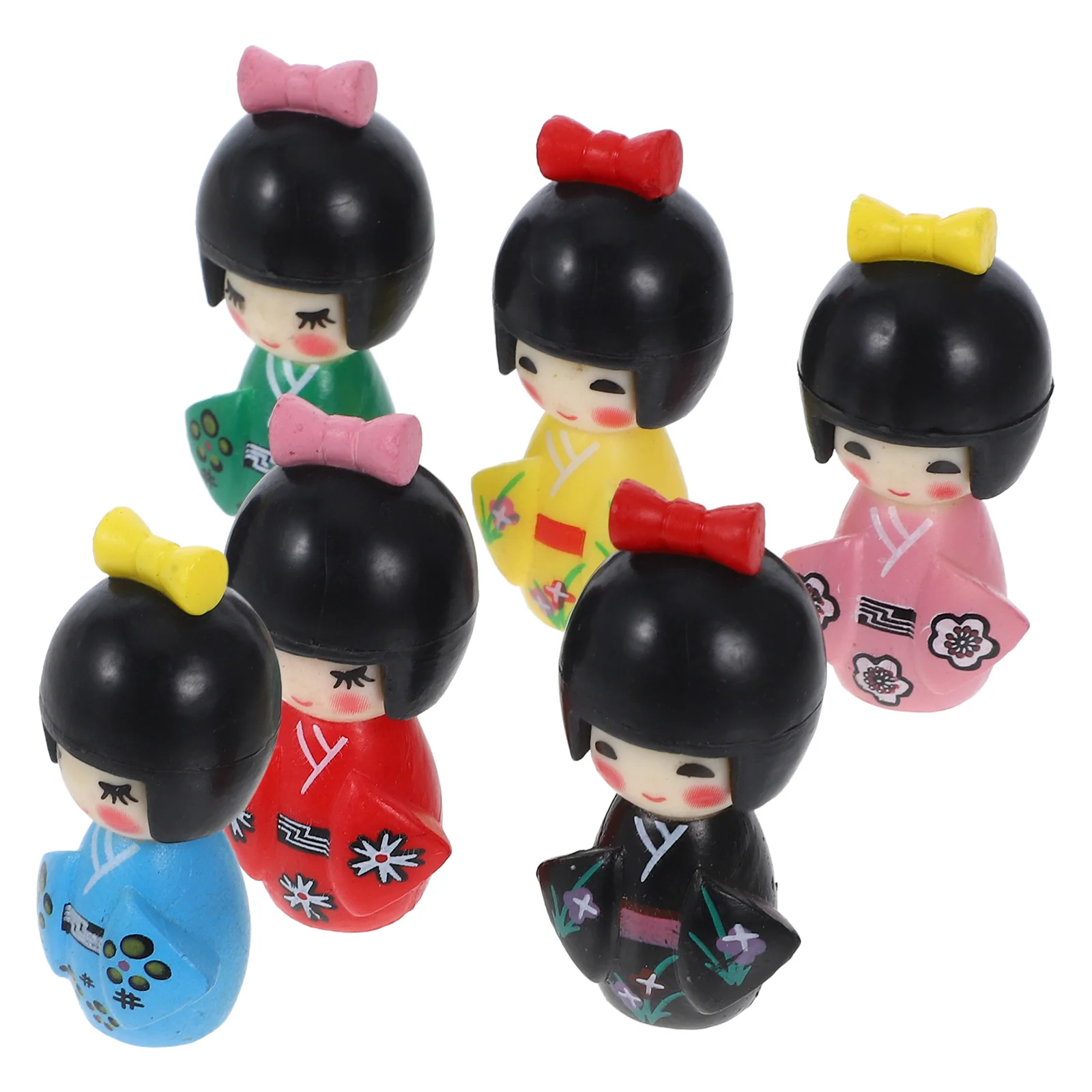 6 Pcs Kimono Ornaments Girl Japanese Gift Lovely Toys Russian Dolls for Girls PVC Plaything House Traditional