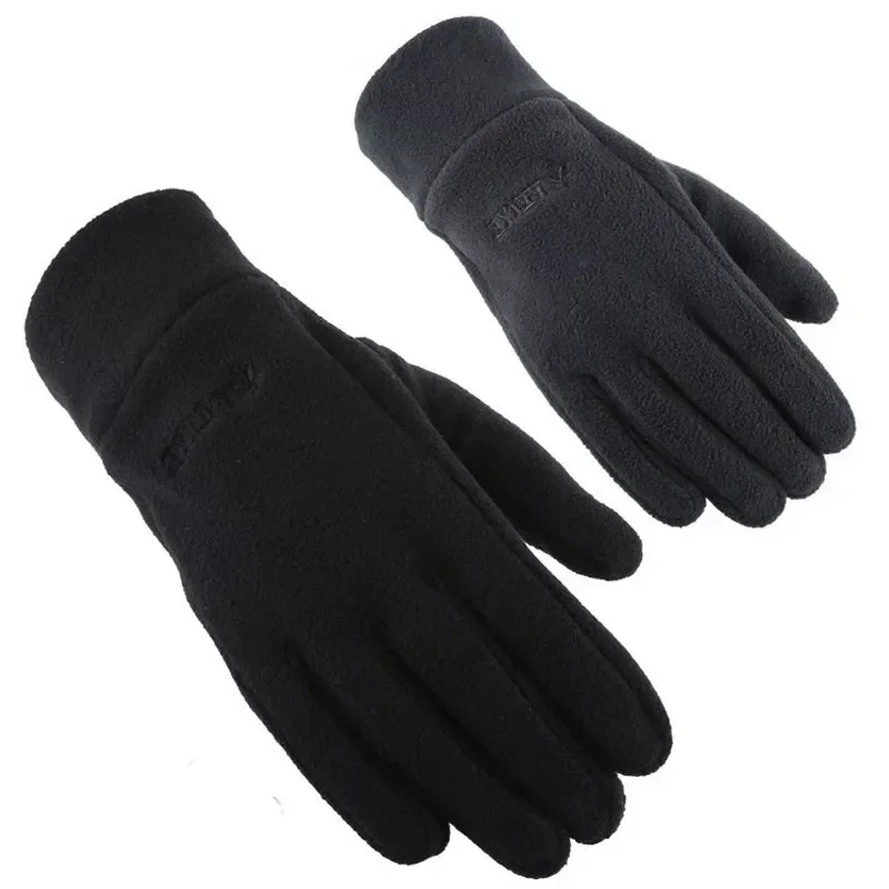 Men's Winter Gloves Solid Women Outdoor Polar Fleece Thicken Warm Cold Gloves Motorcycle Cycling Wrist Glove Black Mittens