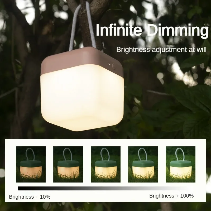 Portable Camping Lantern Rechargeable Outdoor Ambient Tent Lamp 3 Colors Stepless Dimmable Desk Lamp Remote Control Night Light