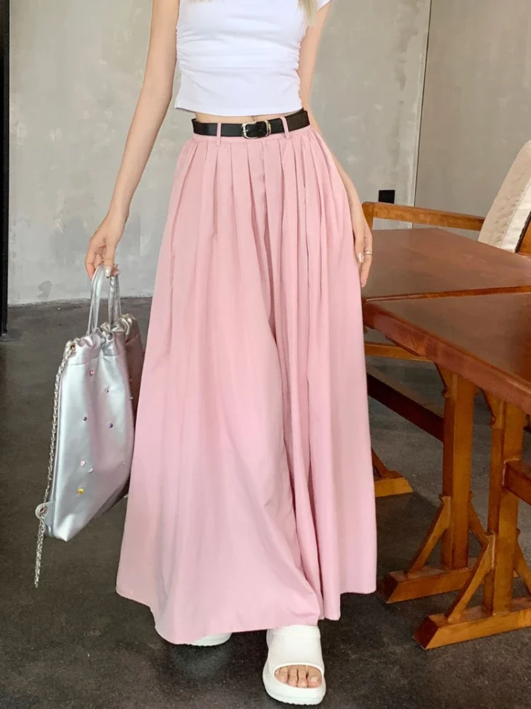 Y2K American Vintage Skirt Women Side Striped Designer Parachute Cargo Skirts Korean Casual Loose Drawstring Aesthetics Skirts