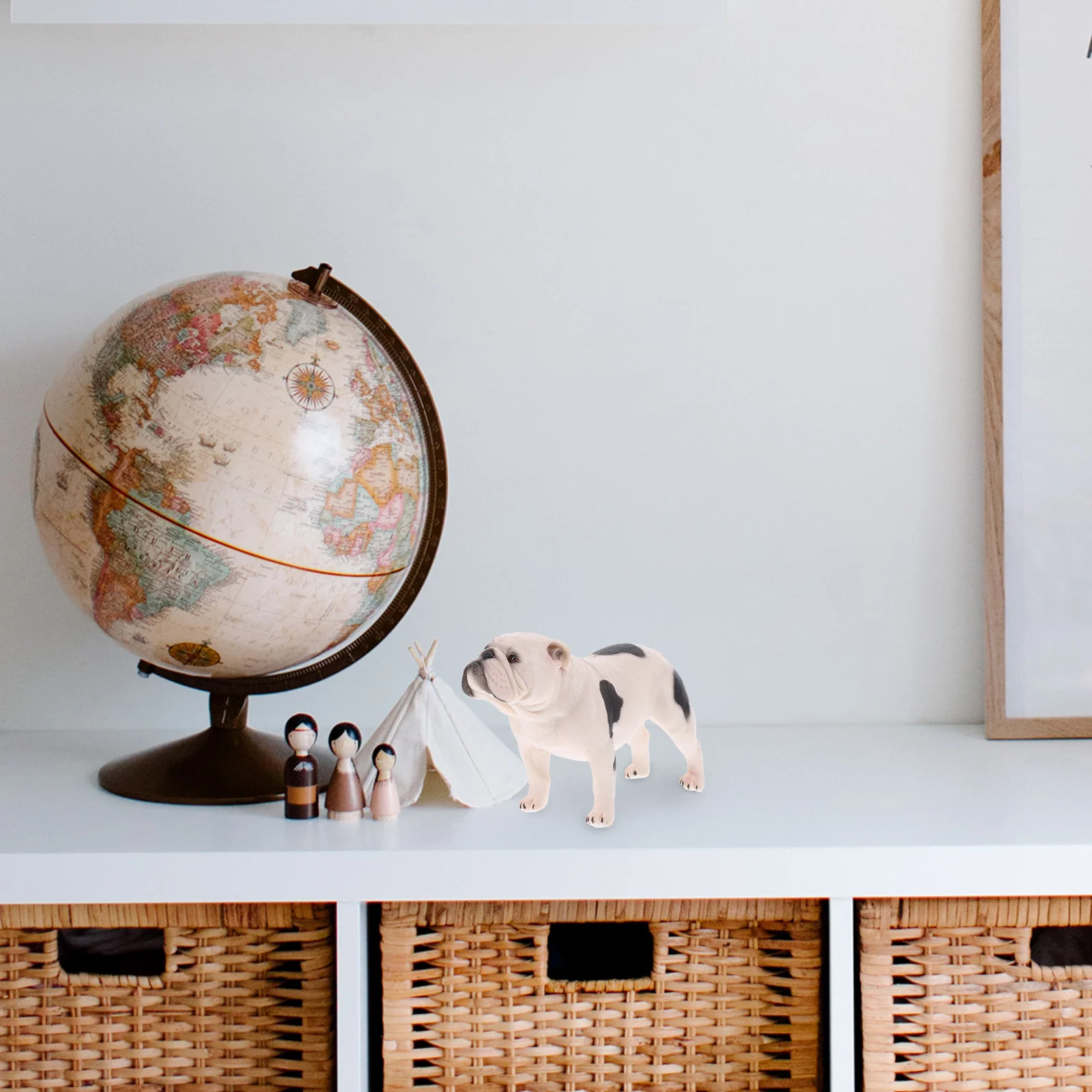 1pc Mini Bulldog Statue Realistische Pvc Hund Simulation Tier Home Office Decor Desktop Pet Ornament Welpen Figur Auto Dashboard