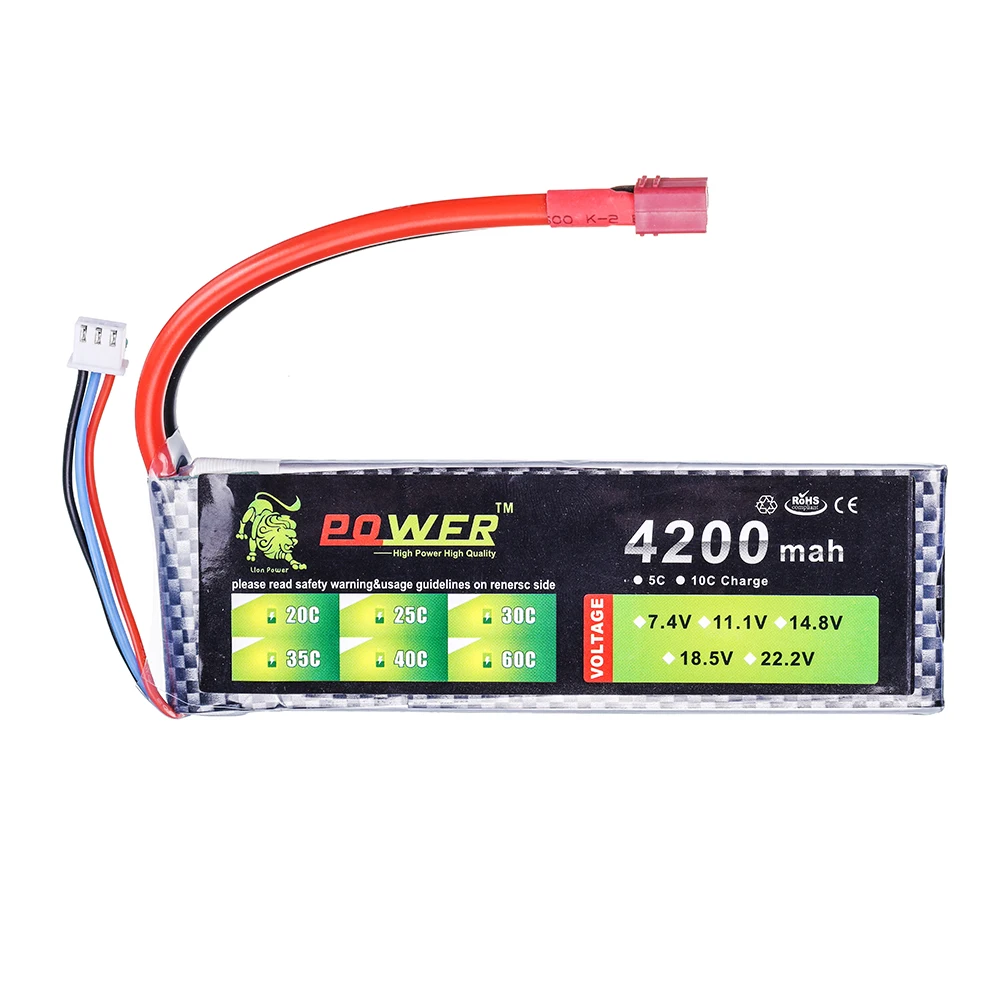 7.4V Bateria 2S 7.4V 4200mAh LiPo Power Battery for RC Drones Rc Airplanes Rc Helicopters Rc Cars Rc Boats Rc Trucks