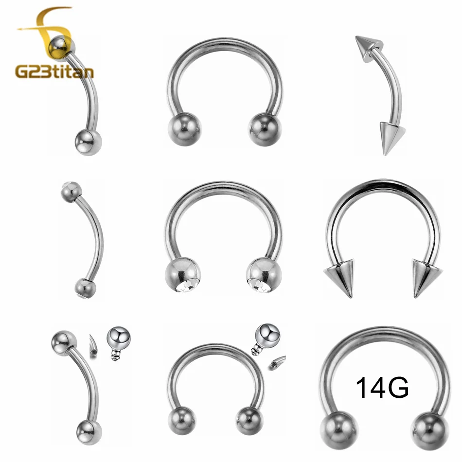 Hypoallergenic Ball Cone Labret Stud Earring Bananabell Horseshoe Ring Medical Titanium Piercing Barbell Generic Body Jewelry