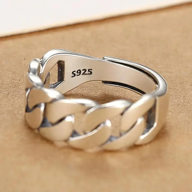 Sam Panda Ringe aus 925er-Sterlingsilber für Damen und Herren, edler Schmuck, verstellbarer Ring in offener Flügelform, für Party, Geburtstag, Geschenk