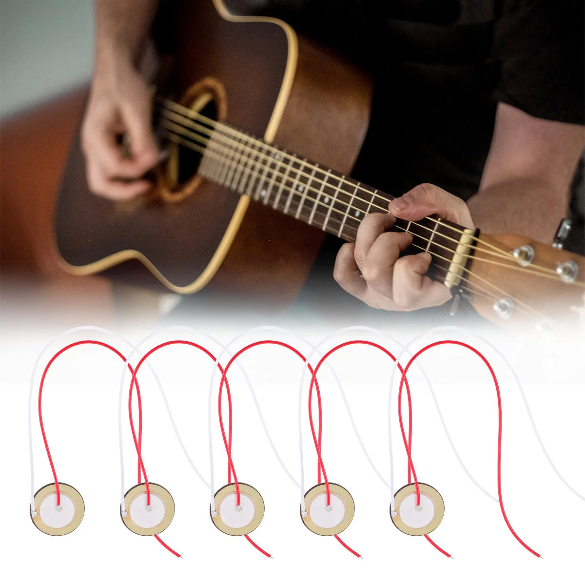 

12 Pcs Guitar Pickups Piezo Disc Sound Hole Transducer Metal Pre Wired Easy Install Low Voltage Wide Application Touch Sensor