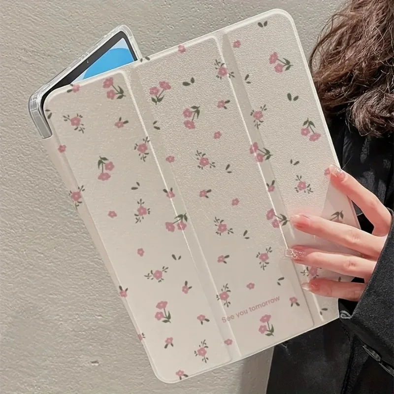 Floral Pattern Flip Smart Cover for IPad Mini6 8.3 Air 2/3 10.5 10th 10.9 10.2 7/8/9th IPad Air11/13 2024 2025 12.9 Pro 13 M4