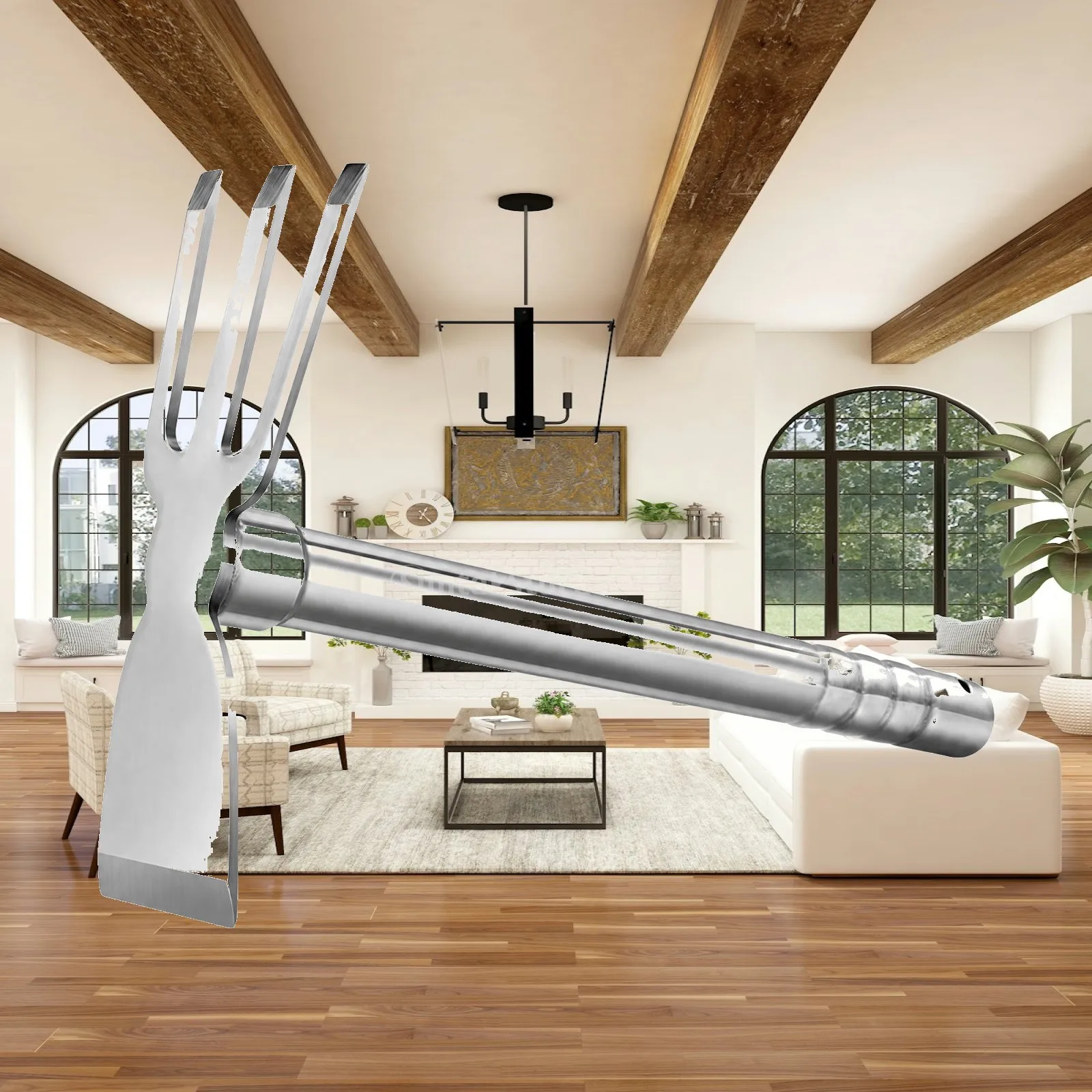 304 Stainless Steel Hoe Short Handle Garden Tool for Manual Soil Work Planting Bed