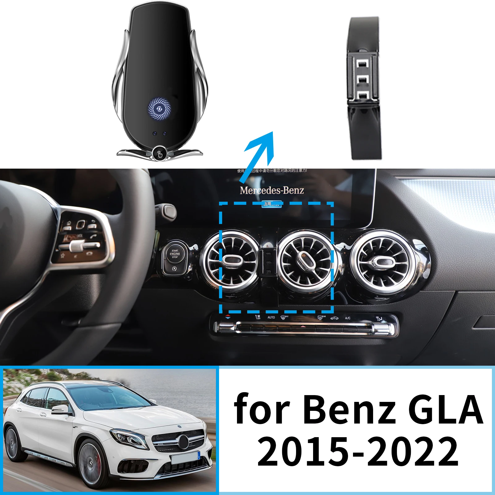 

Car Mobile Phone Holder for Benz GLA X156 X247 EQA B 2020~2025 GPS Bracket Accessories Navigation Stand Auto