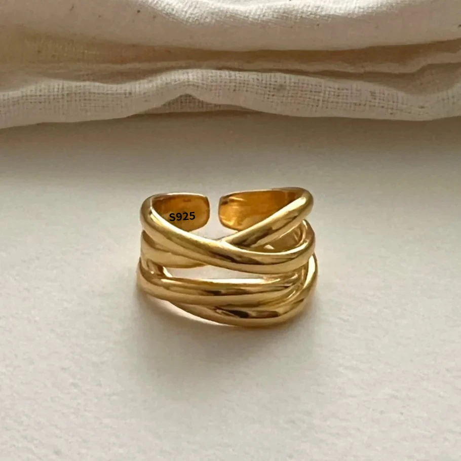 Women's 925 Sterling Silver Open Wide Irregular Ring