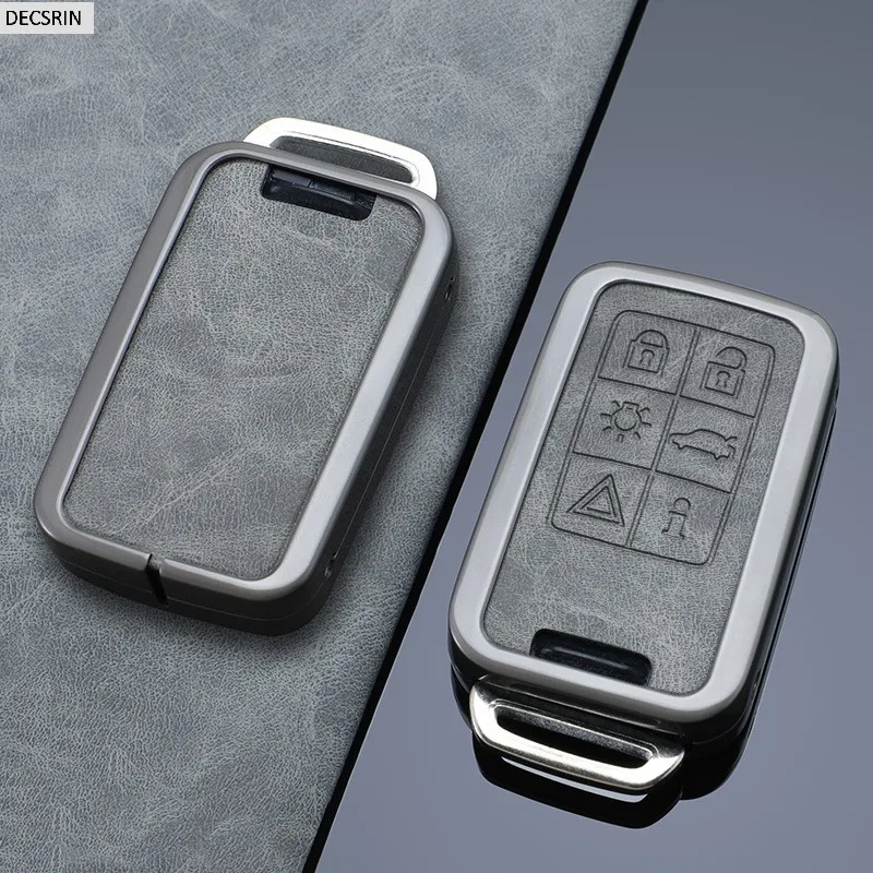 5/6 Buttons Zinc Alloy+ Leather Car Remote Key Case Cover Protection Holder Shell Key Fob For Volvo XC60 V60 S60 S80 XC70 V40