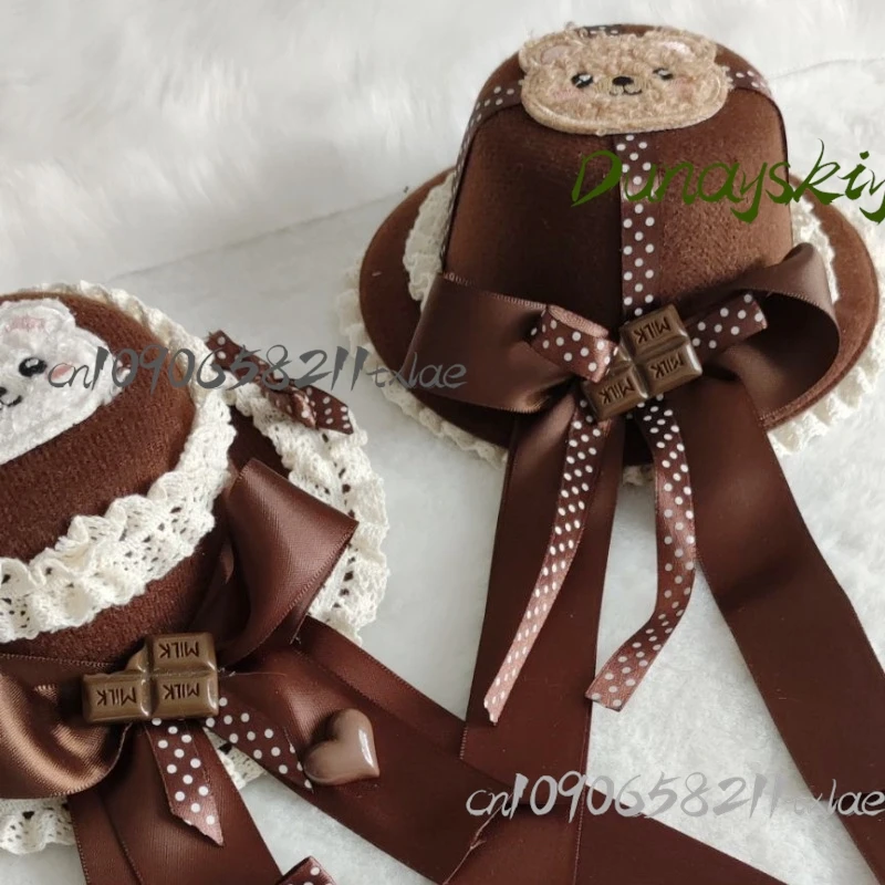 Chocolate Bear Beret Hair Clip Kawaii Tiramisu Coffee-Colored Lolita Headwear Cos/Halloween Japanese Sweet Style Hair Accessory