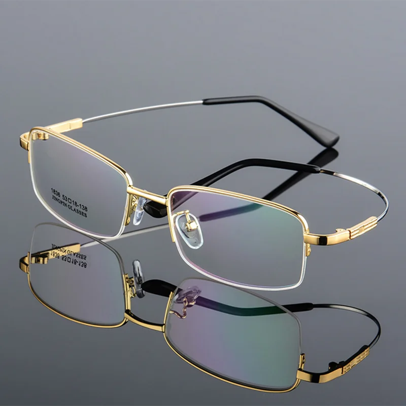 

Men's Semi-Rimmed Titanium Memory Frame Metal Eyeglasses Frame for Myopia Prescription Glasses