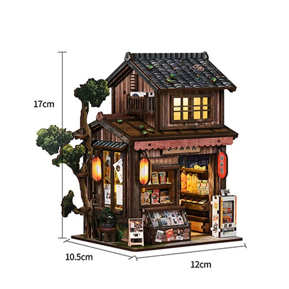 DIY Miniature House Kit LED Wooden Dollhouse Furniture Mini Store Aesthetic Decor Creative Gift Relaxing Hobby Craft Kit