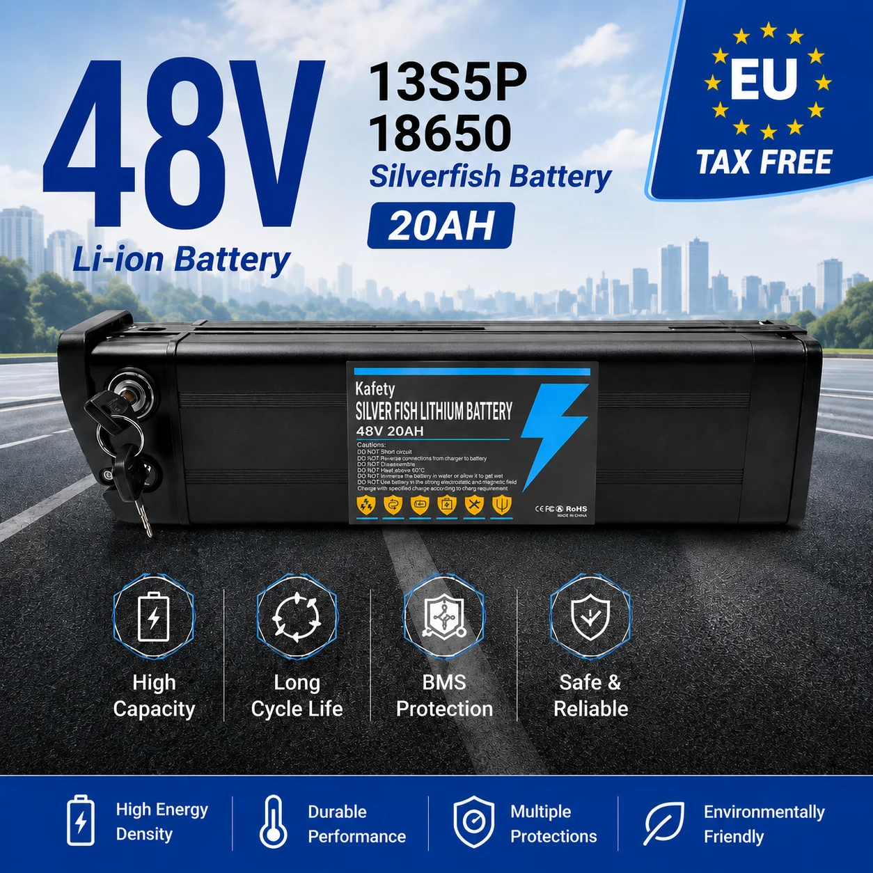 48V 36V 20AH Silverfish-Akku 18650 Lithium-Akku, lange Lebensdauer, hohe und niedrige Temperaturbeständigkeit