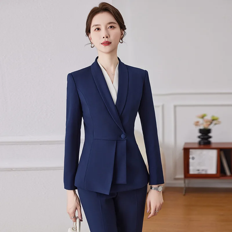 

High Quality Fabric Formal Elegant Professional Pantsuits Blazers Career Interview Trousers Sets Business Office Work Wear Set