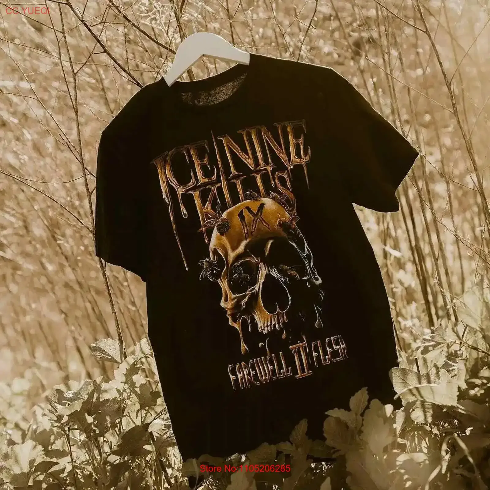 Ice Nine Kills Farewell II Flesh basic black short sleeve T shirt cotton NH5315 vintage Washed Casual Unisex Stretched