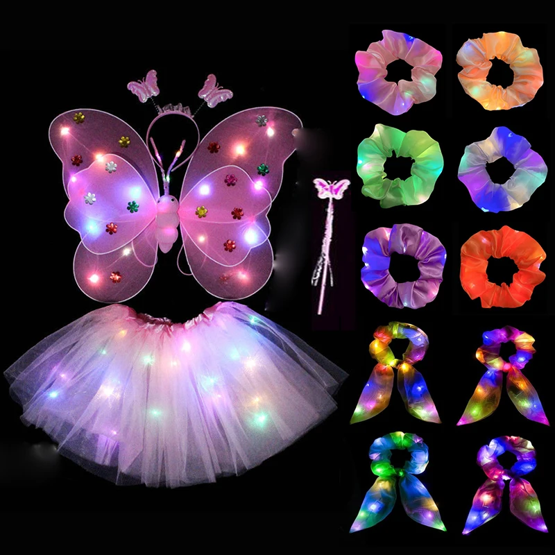 Luminous Fairy Wing 2-8 Years Dance costume Birthday Dance Costume Colorful Princess Butterfly Costume Glowing Fairy Elf