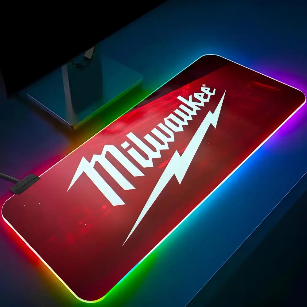 M-Milwaukees T-ToolES Mouse Pad RGB Pc Mouse Pad Mousepad LED Glowing Mouse Mats Rubber Gaming Computer anime Mausepad