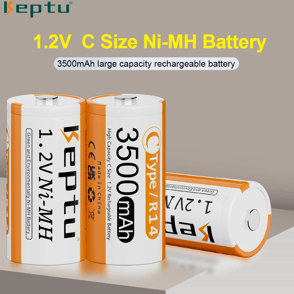 

KEPTU R14 C Cell 1.2V C size rechargeable battery 3500mAh NI-MH batteries for Gas Cooker Toy Radio