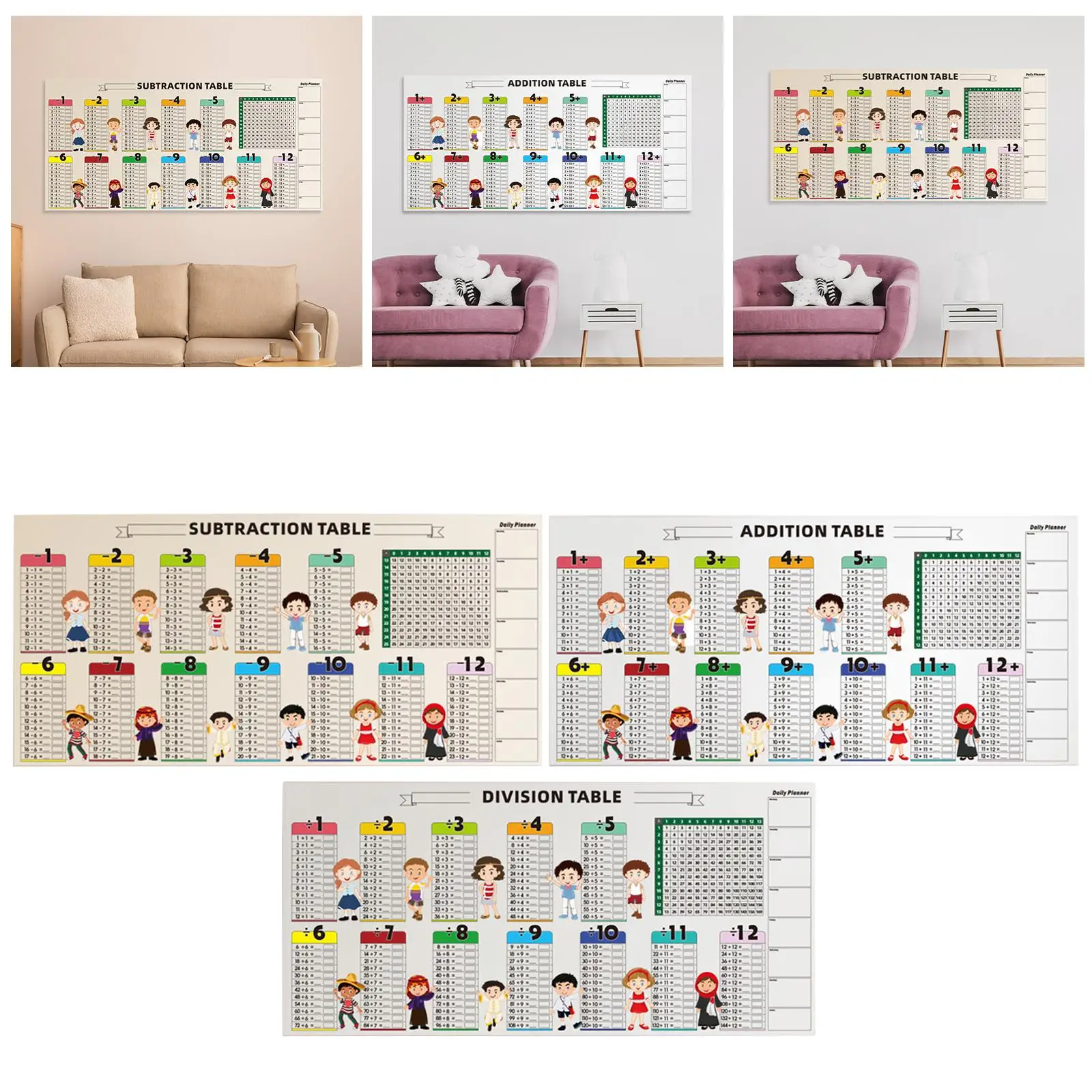 

Math Learning Tool Wall Decor Math Facts Game Educational Math Poster for Toddlers Kids Classroom Preschool Learning Activities