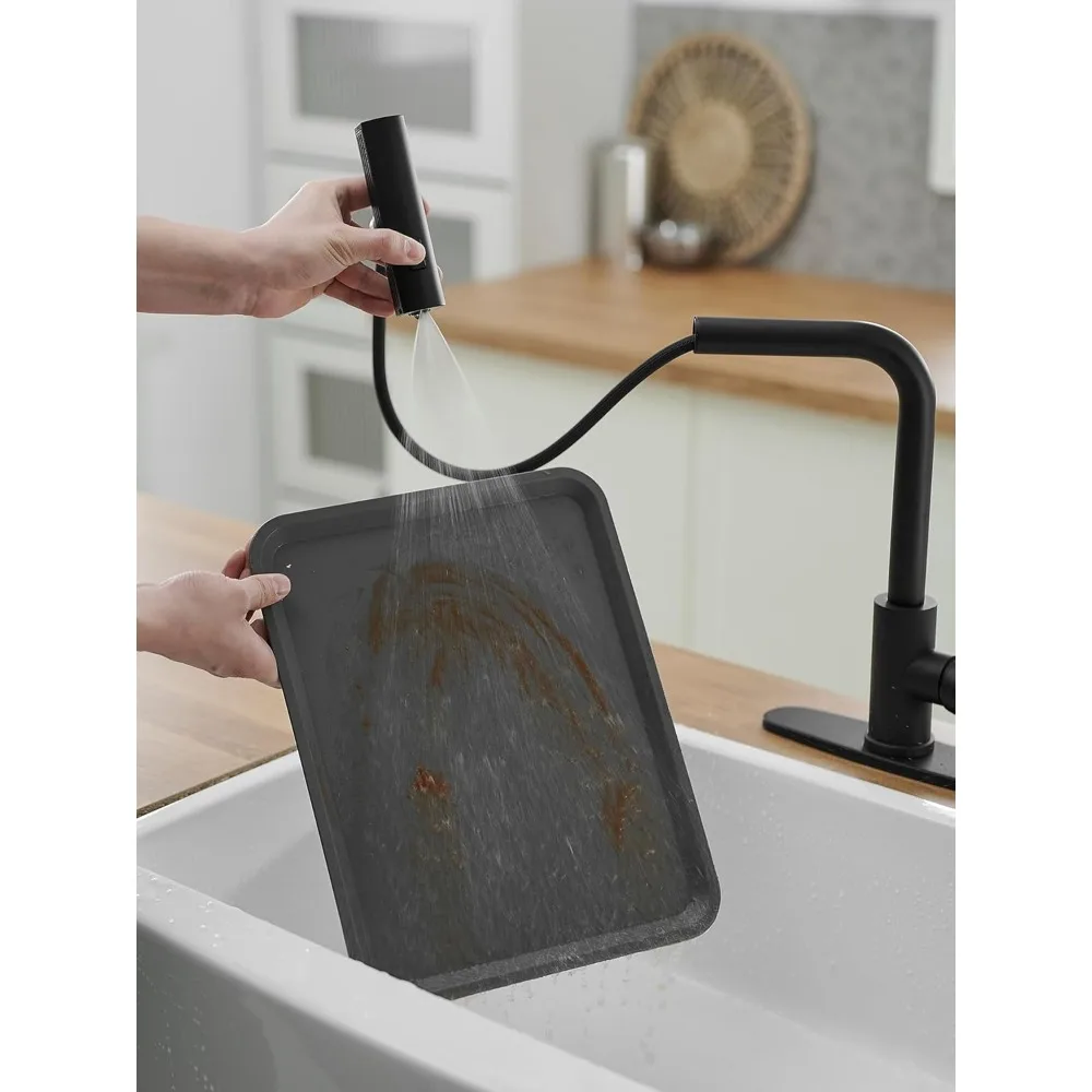 Stainless Steel Pull-Down Spray Kitchen Faucets with Waterfall Spout for Commercial Use