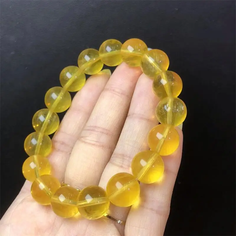 

10MM Natural Golden Fluorite Bead Bracelet Crystal Stone Beads Strand Bracelet Holiday Christmas Present 1PCS