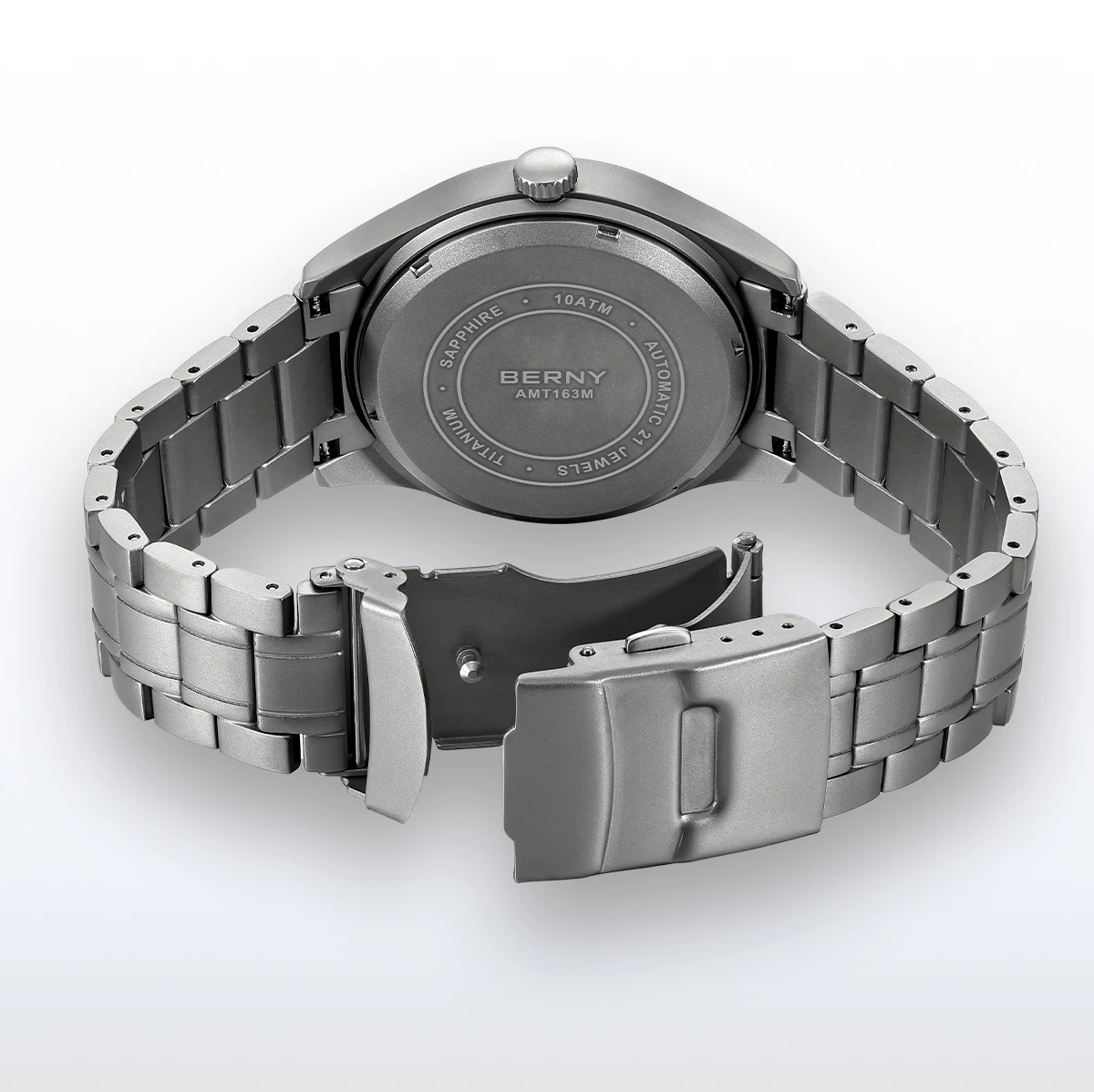 BERNY Orologio Automatico Quadrato per Uomo Orologi Meccanici Lente di Zaffiro Orologio Analogico Uomo 100M Antischeggia Maschere con Apertura Data Classico Contrassegno Romano