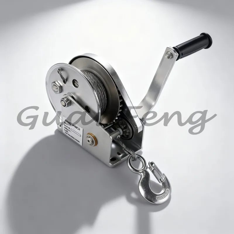 304 Stainless Steel Manual Hand Winch 2600Lbs, Two-Way Self-Locking Anti-Rust Small Lifting Winch for Sewage Use