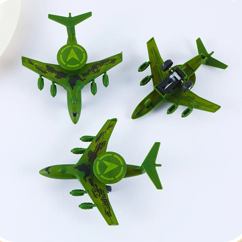 5Pcs/bag Creative Cartoon Green Bomber Fighter Toys Fun Mini Pull Back Plane Children's Puzzle Toys Kids Holiday Birthday Gift