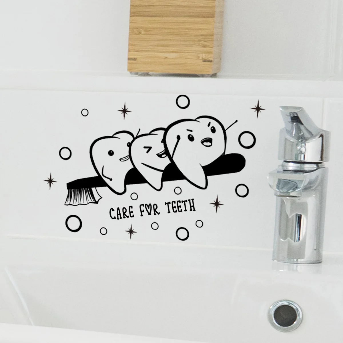 15*40cm English Teeth Toothbrush Bubble Wall Stickers Funny Background Wall Toilet Stickers Decorative Wall Stickers Ms2254