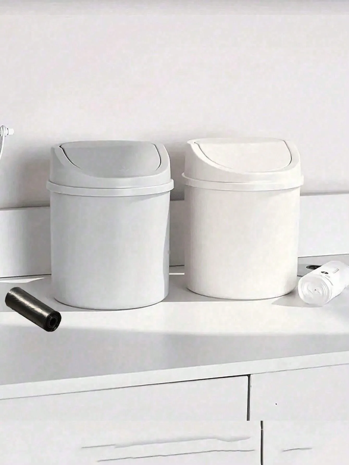 Mini Trash Can With Lid, Small Desktop Garbage Can, Plastic Desk Waste Basket, Rotating Lid Design To Prevent Odor Leakage, For Storing Fruit Peels And Paper Scraps, Keeping Desk Tidy, Suitable For Ba image 8